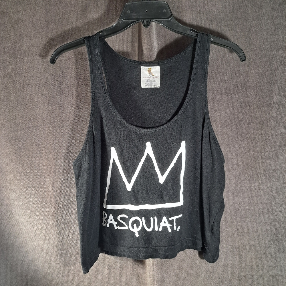 Forever 21 Jean Michael Basquiat Black White Cropped Graphic Tank G S